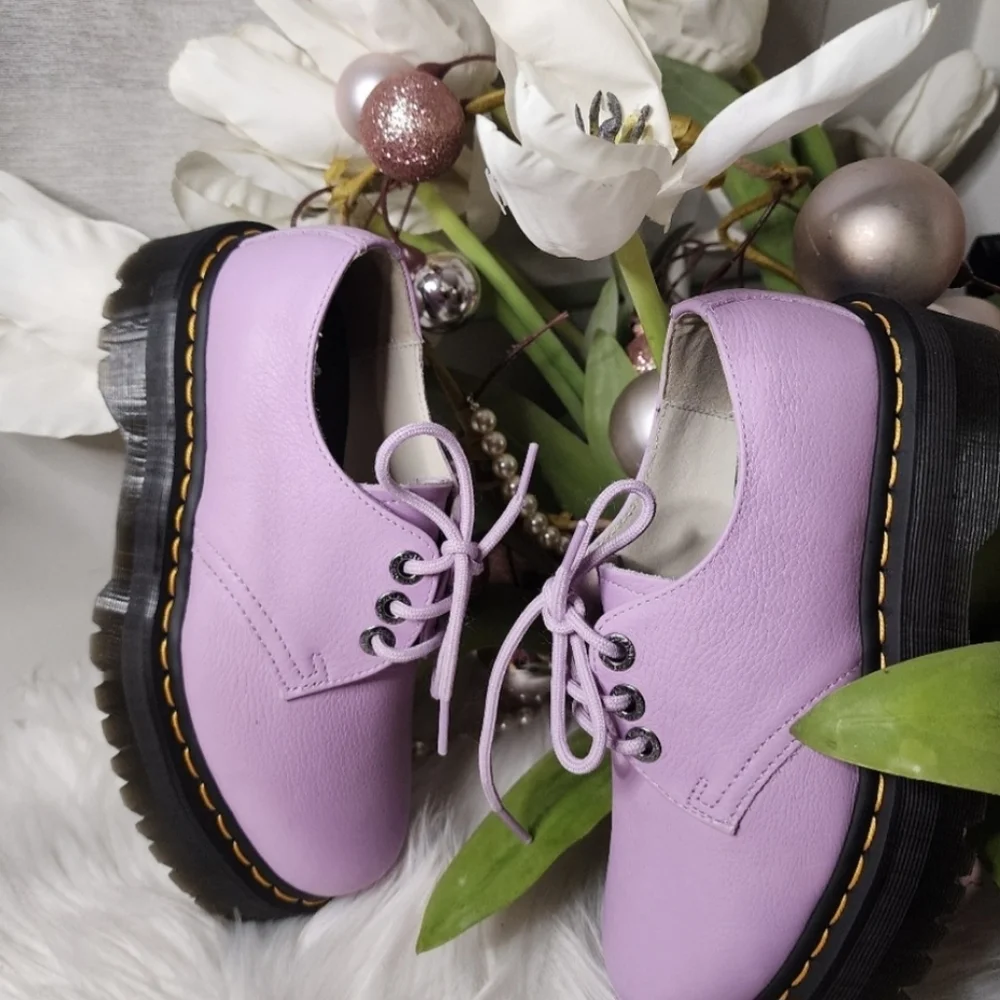 Dr.Martens 1461 QUAD II LILAC PISA LEATHER PLATFORM Women SHOESSize5
